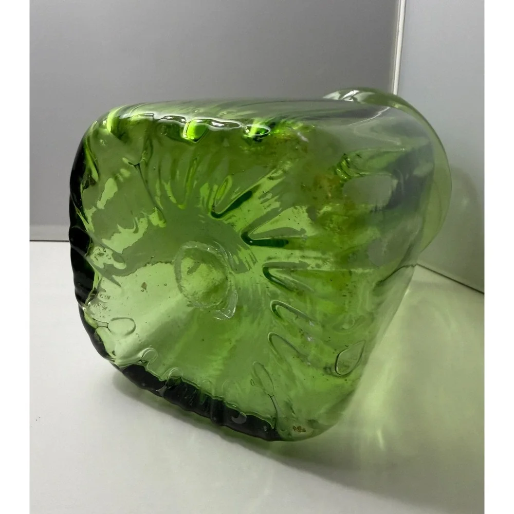 Vintage Art Glass Vase Green Hand Blown